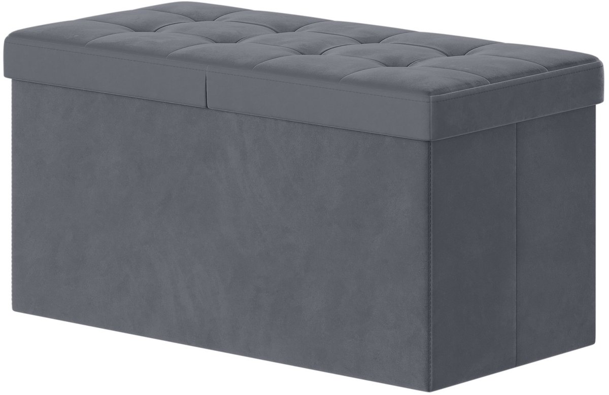 Opbergbank met deksel - 38 x 76 x 38 - MDF, fluweel, schuim - Draagvermogen 300 kg - Scharnierend deksel