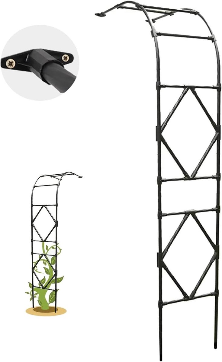 Rozenboog - Tuinboog - Planten Steunen - Gegalvaniseerd Staal - 120x240cm - Zwart