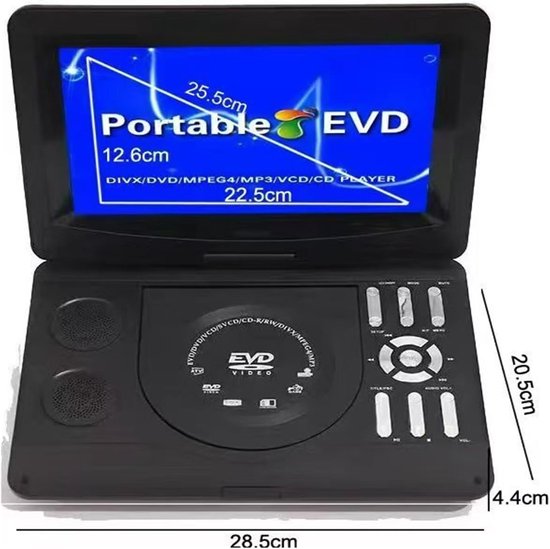 Draagbare DVD-speler - Mobiele EVD - Films Kijken - Ingebouwde TV-ontvangst - 101 inch Scherm - Zwart — afbeelding 5