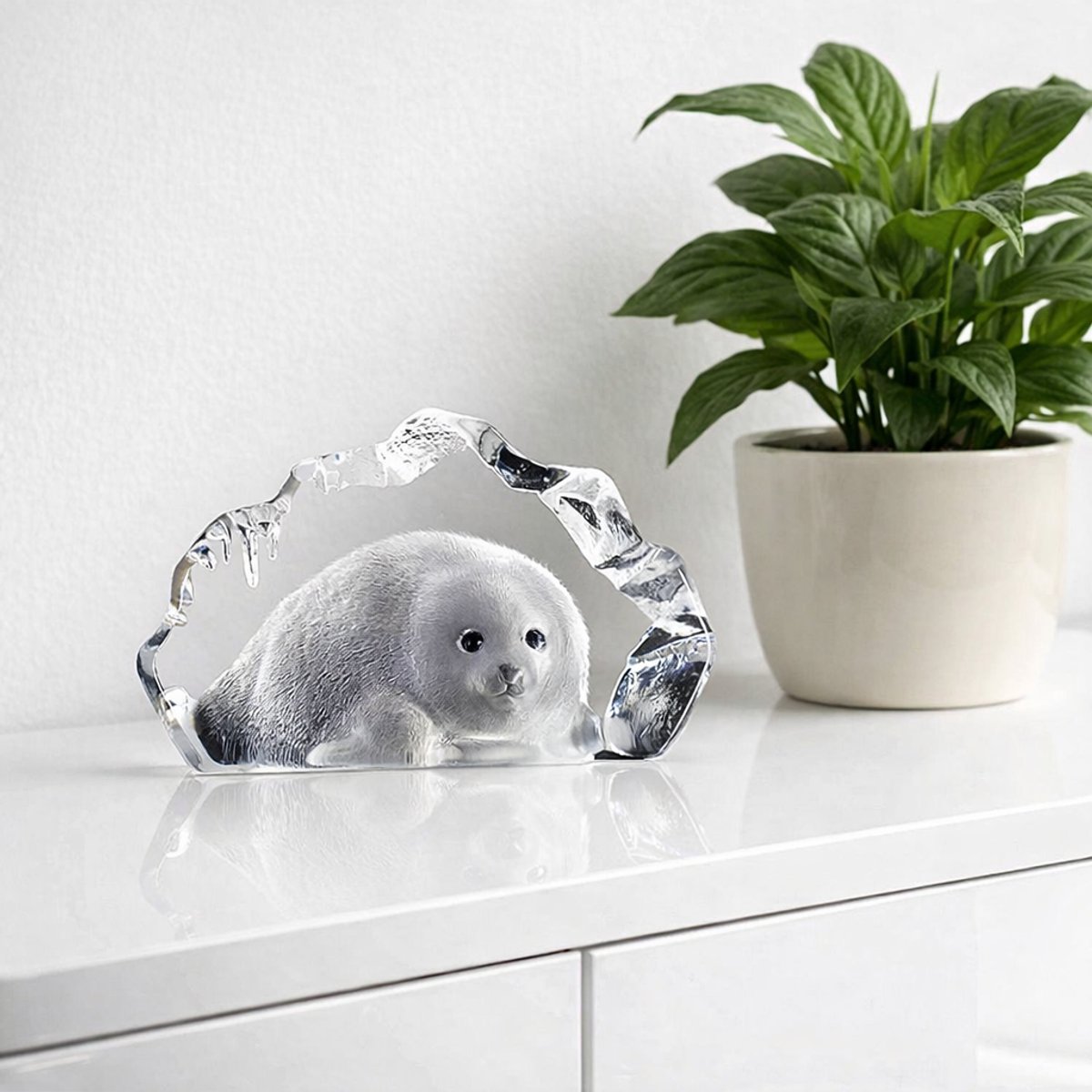 Mats Jonasson Kristallen Baby Zeehond - Clear - Voor Binnen - Tafel
