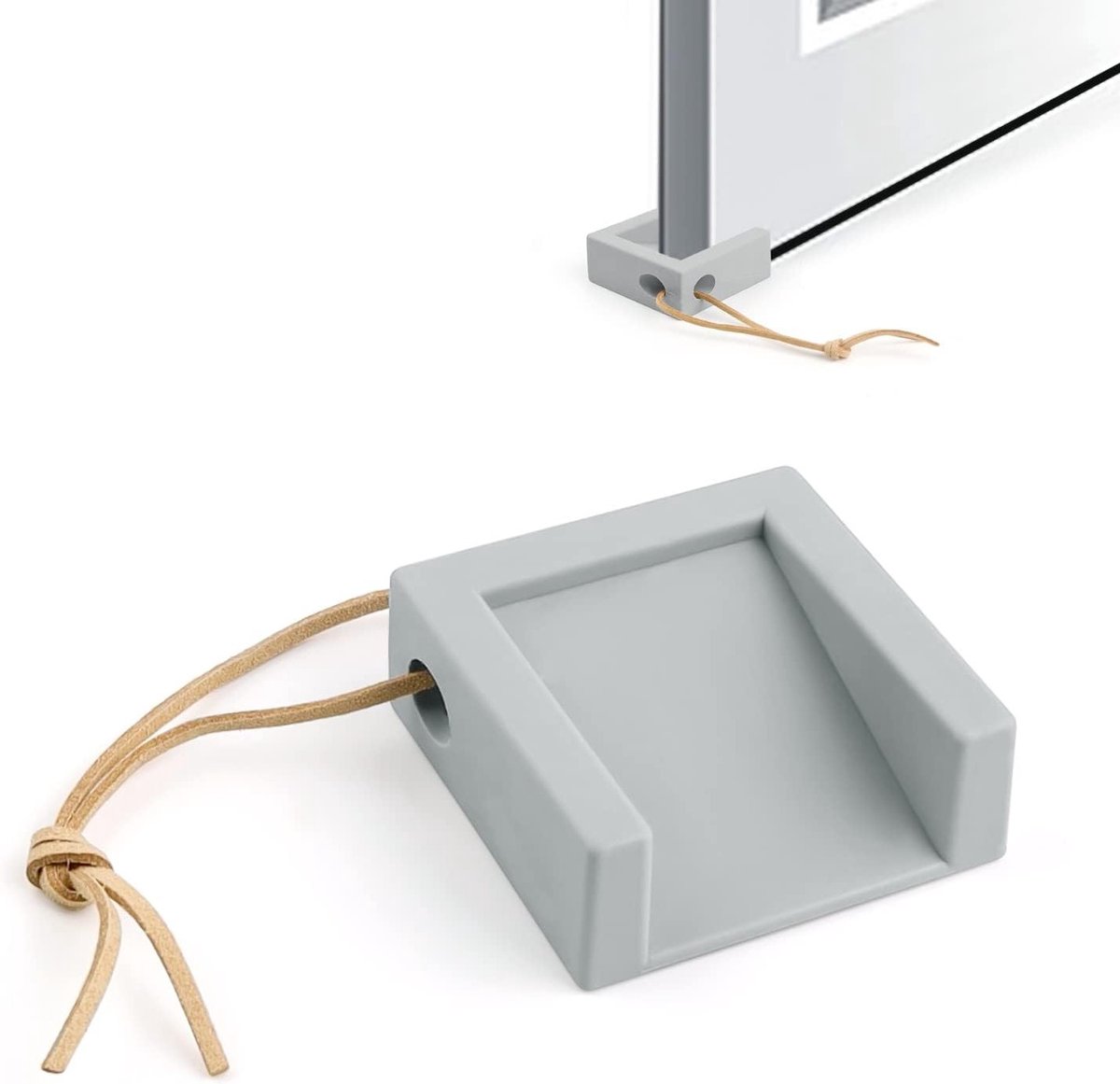 SnelShoppen - Door Stopper Wedge - Rubber Deurwig met Opbergband - Deurstopper voor Deuren 5 tot 20 mm - Grijs - Minimalistisch en Duurzaam