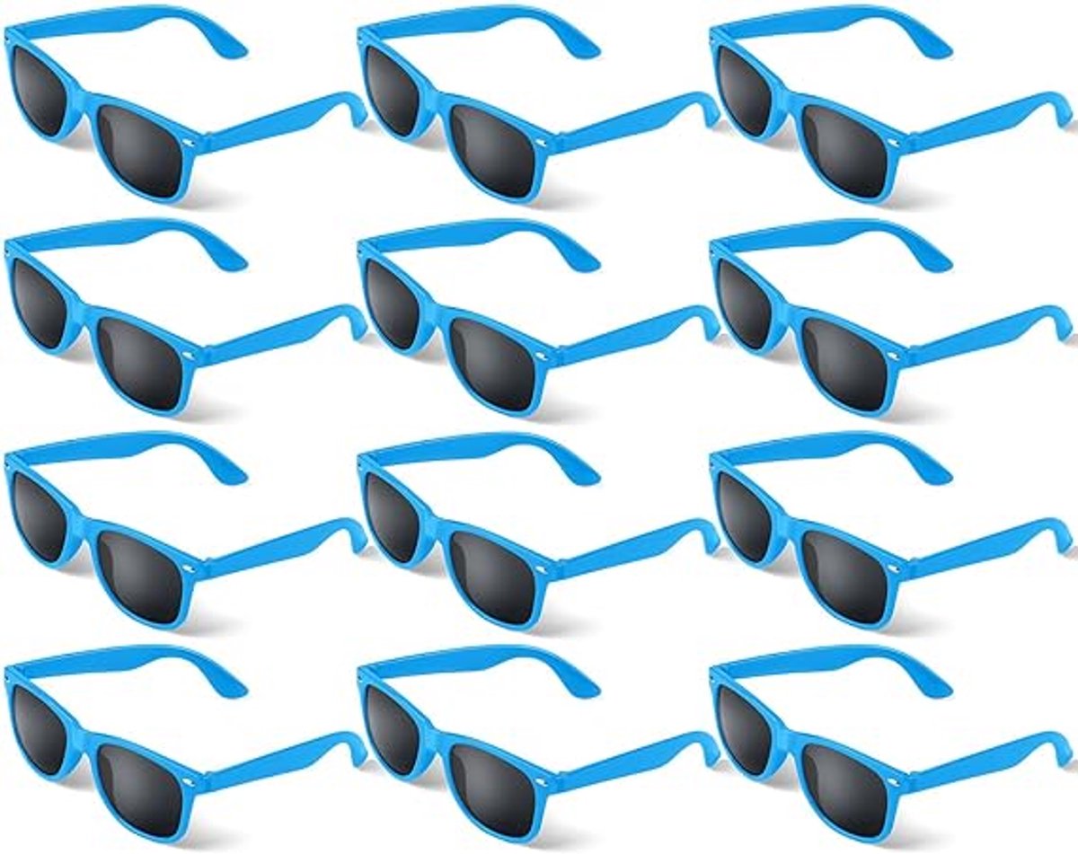 Set van 12 zonnebrillen, geschikt voor strand, reizen, zwembadfeestjes en meer - Blauwgrijze lenzen