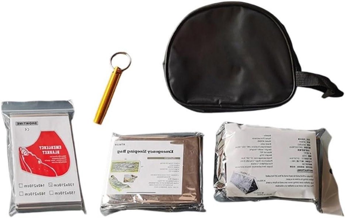 Nooddeken Set - Thermische Slaapzak - Buiten Overleven - Warmte Behoud - 210x130cm - Zilver
