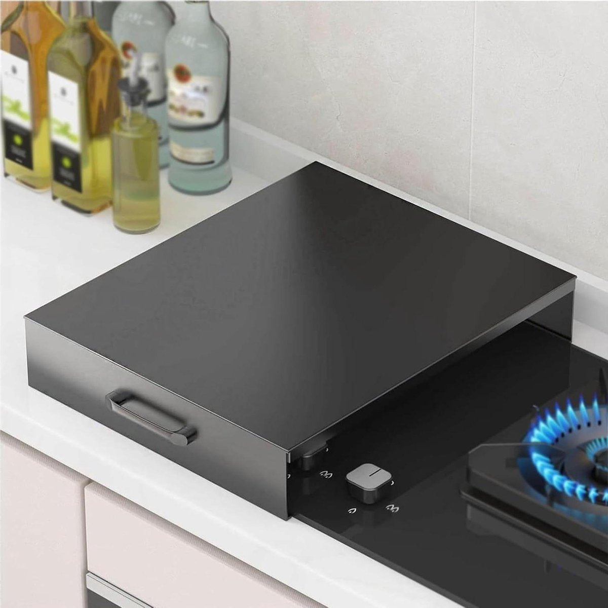 Kookplaat Overdekking - Aanrecht Uitbreiding - Keuken Organiseren - Met Handvat - 40x50x9 cm - Zwart