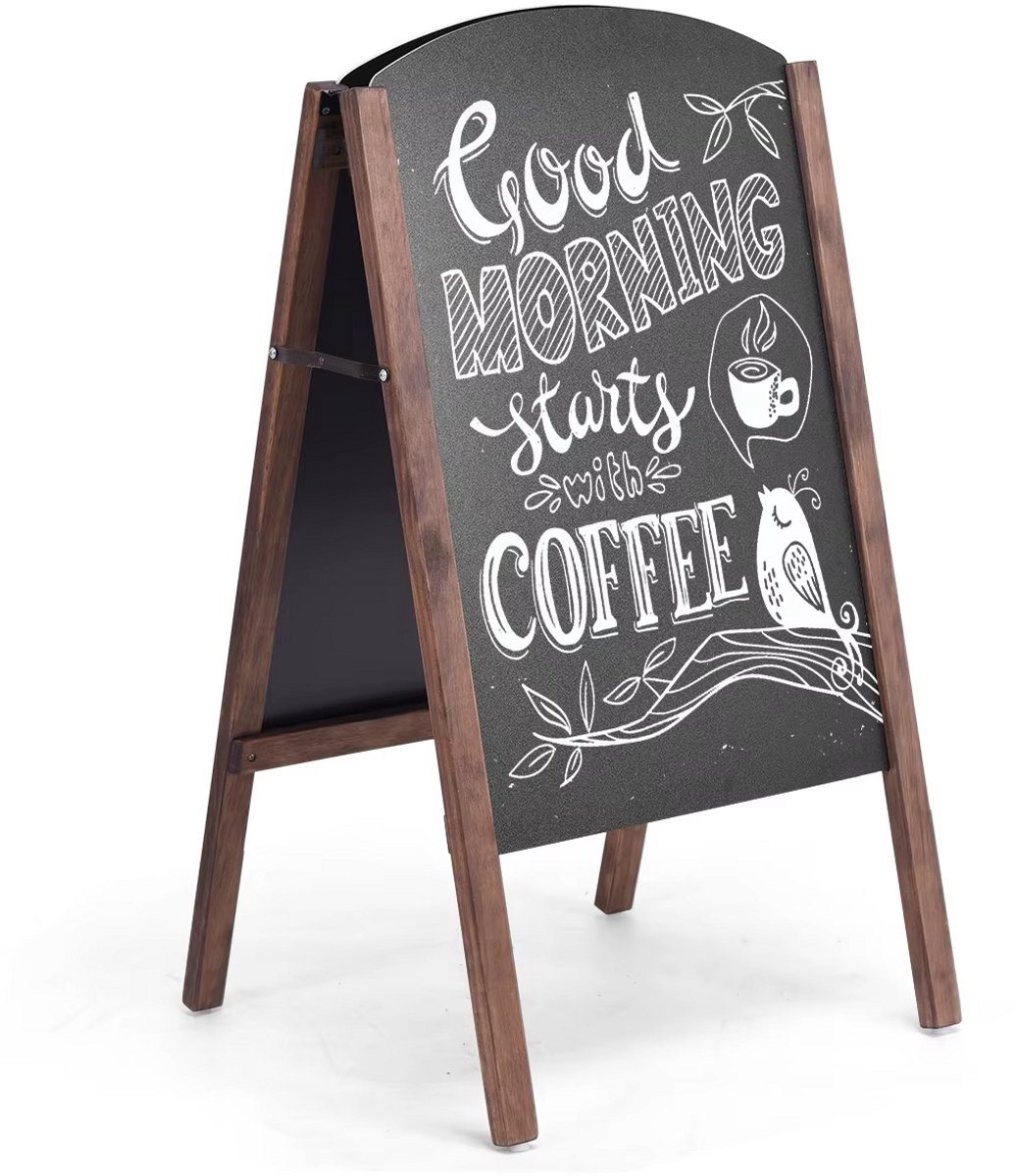 JOYNEXTBUY - Krijtbord A-Frame – Dubbelzijdig Stoepbord & Menubord – Welkomstbord - Waterbestendig – Opvouwbaar Reclamebord – Zwart