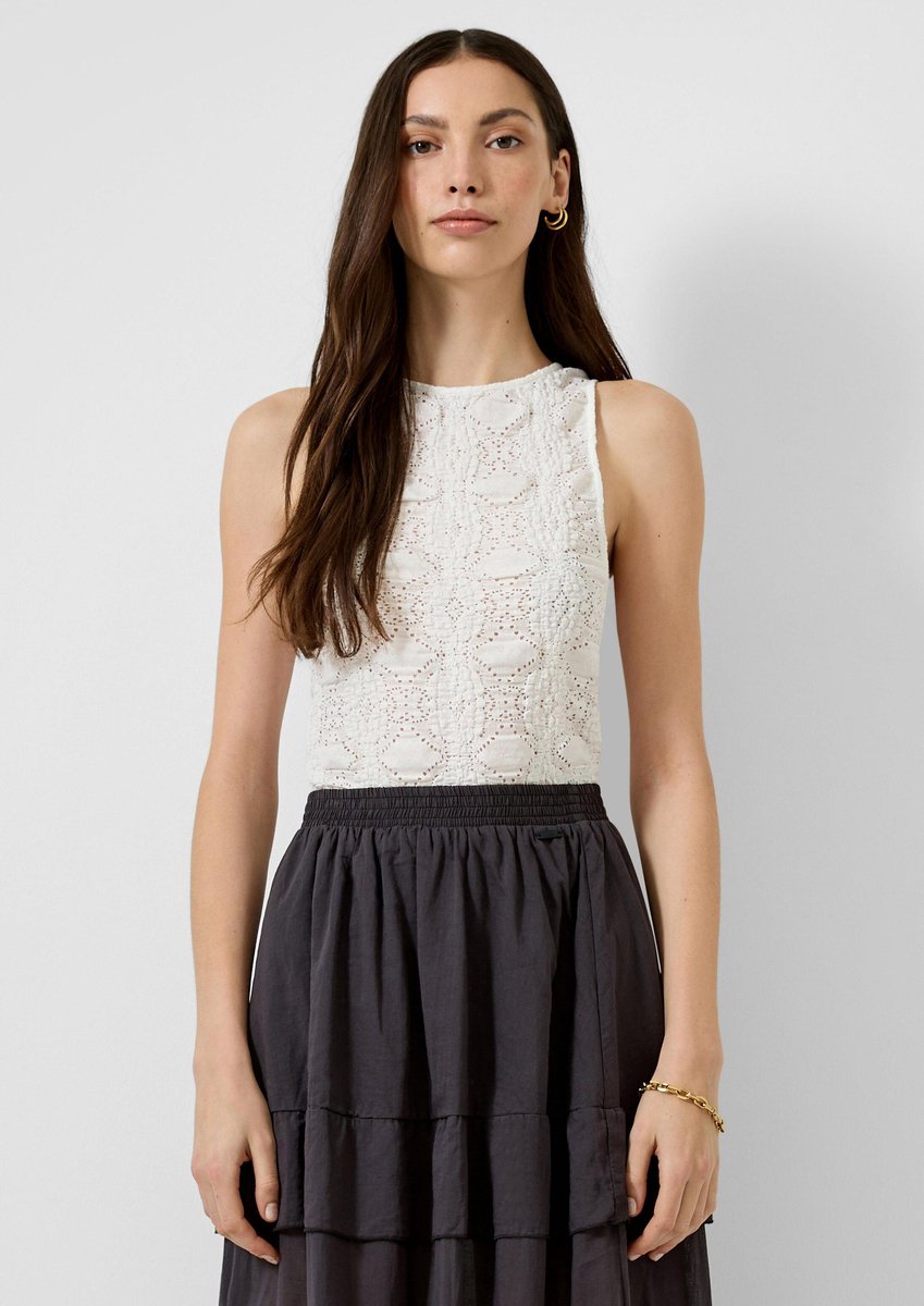 Jersey top met transparant structuurpatroon