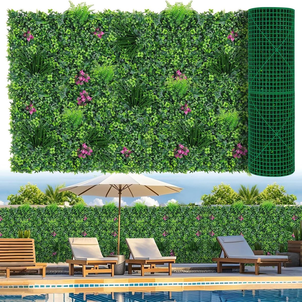 Kunstgras Rolpanelen - Groene Muur - Tuin Decoratie - Realistisch en Dicht - 40x120 Inch - Munt