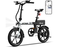 Hitway Elektrische Fiets BK35S - Trendy 16 Inch City Commuter EBike met Afneembare 36V 9Ah Lithium Batterij - Opvouwbaar E-Bike met 250W Motor - APP Bediening
