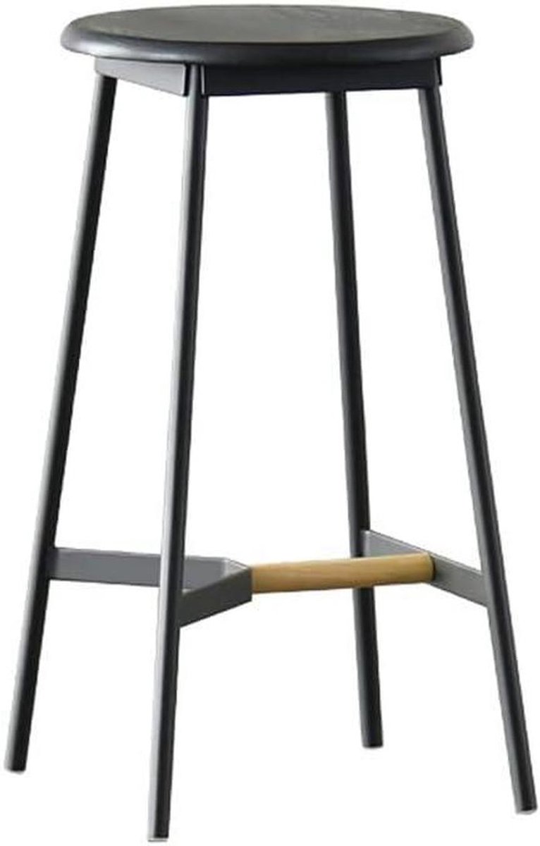 Hoge Keukenstoel - Barkruk - Aanrecht Zitten - Massief Hout - 75cm - Zwart