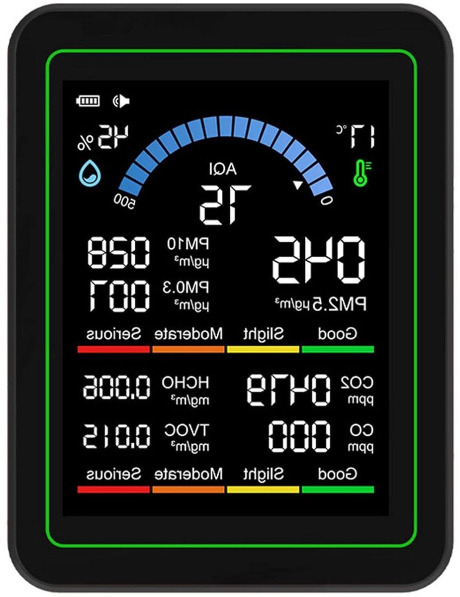 Luchtkwaliteitsdetector - Luchttester CO2 Meter - Binnenlucht Meten - Zeer Gevoelige Sensoren - 3.5 x 2.8 x 1.4 inch - Wit