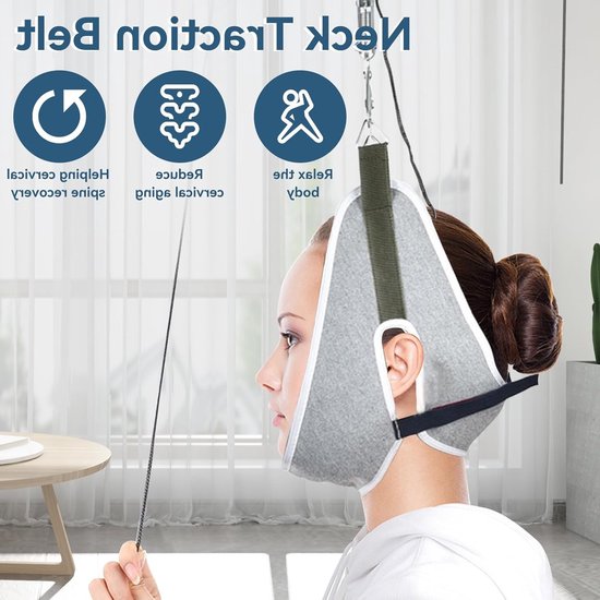Verstelbare nekband voor cervicale tractie, zachte canvas ondersteuning voor nekontspanning en pijnverlichting — afbeelding 2