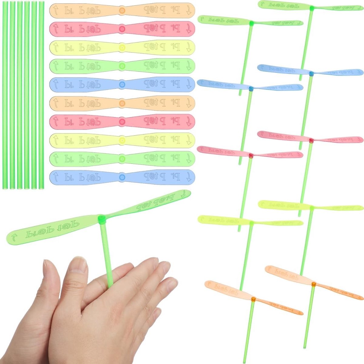 40 Stuks Dubbele Vliegende Bladeren Plastic Libelle Speelgoed Helicopter met Rotatie Propeller voor Buitenactiviteit en Cadeau voor Kinderen