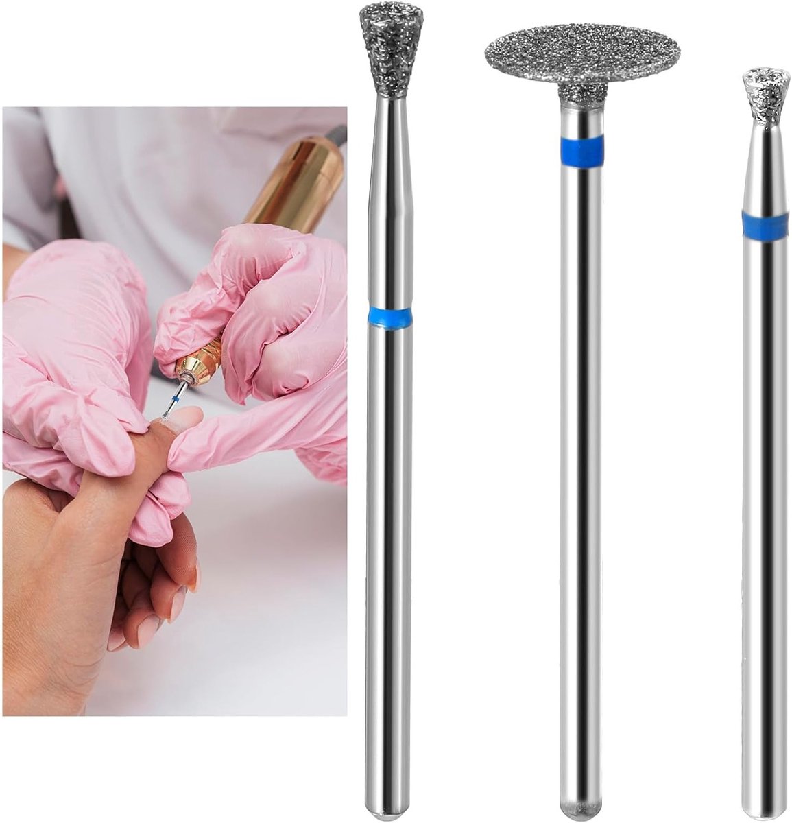 Set van 3 Conische Nagelfrees Bits - Multifunctionele Bits voor Manicure, Pedicure en Nagelverzorging - Ideaal voor het Polijsten van Acryl en Gel Nagels