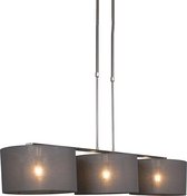 QAZQA combi delux - Moderne Hanglamp voor boven de eettafel | in eetkamer - 3 lichts - L 1180 mm - Antraciet -  Woonkamer