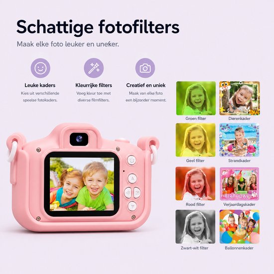 Appareil Photo Numérique HD 12MP Pour Enfants – Vidéo 1080p, 32 Go Inclus, 25 Cadres, 6 Filtres, 3 Jeux – Cadeau Dès 3 Ans