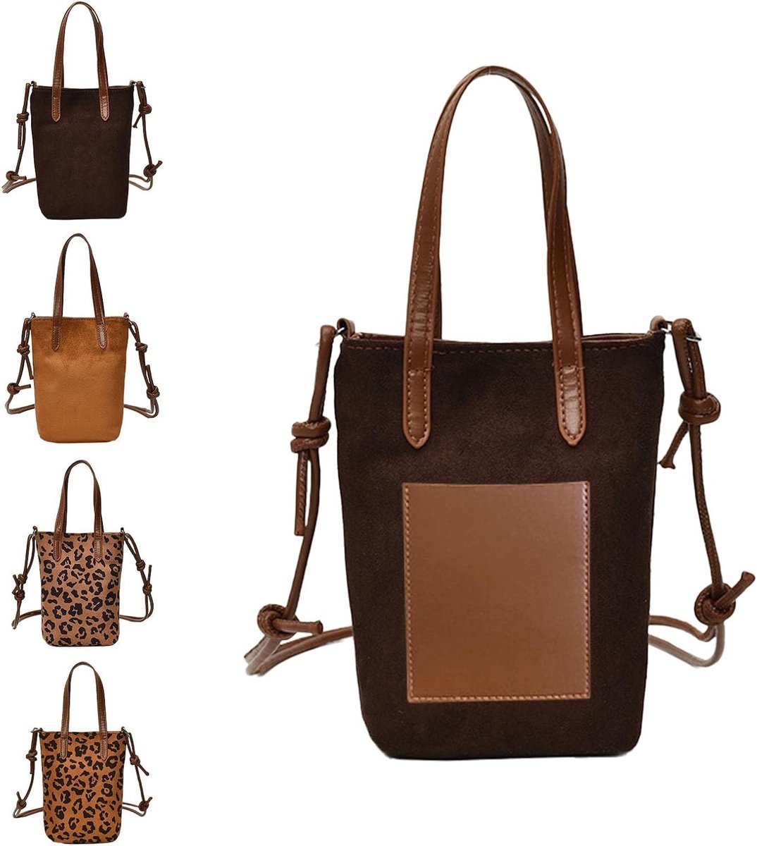 Stijlvolle Vintage Crossbody Tas voor Vrouwen met Luipaardprint, Verstelbare Schouderband, Geschikt voor Mobiele Telefoons en Kleine Essentials