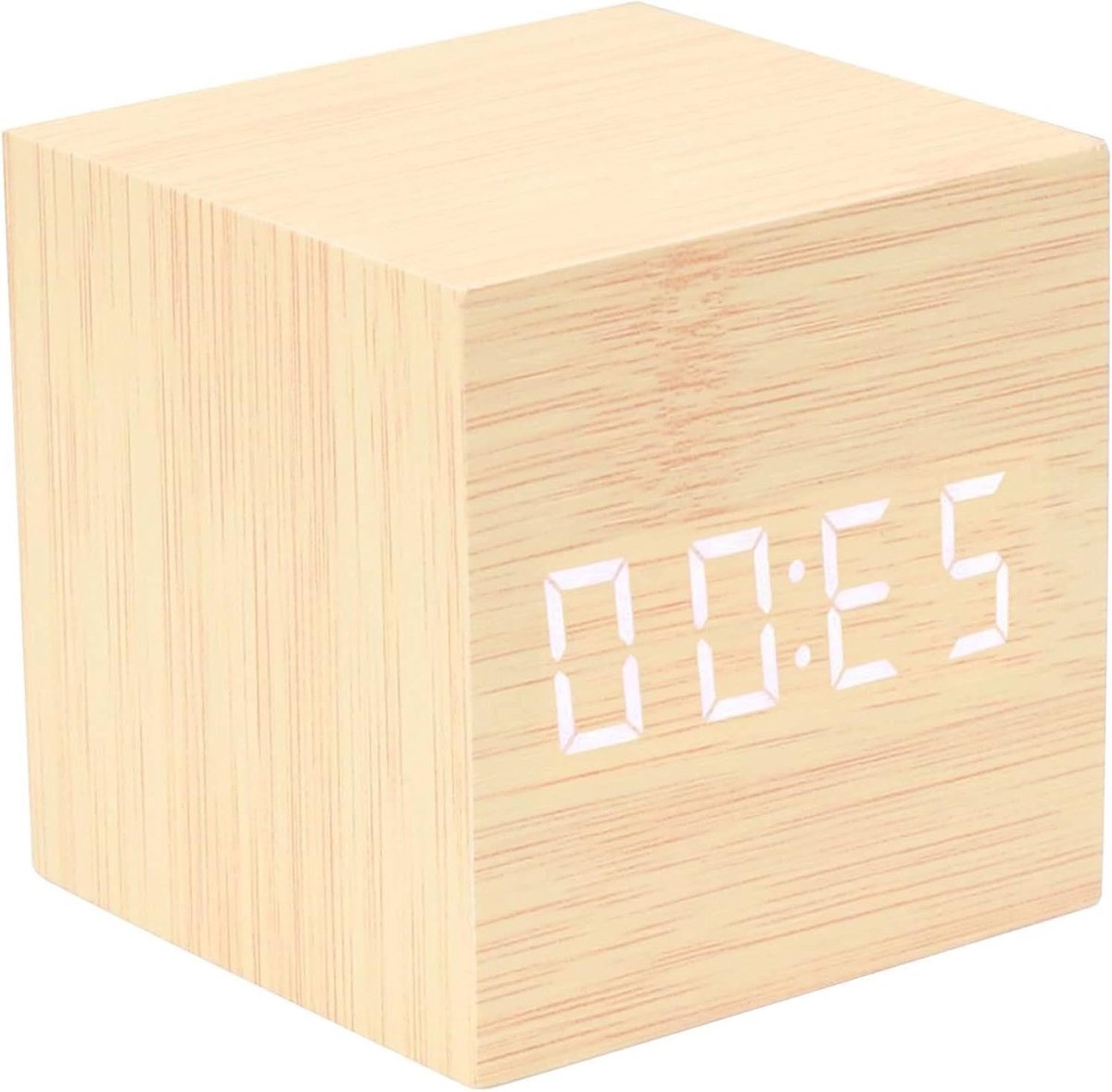 Digitale Houten Wekkerradio met LCD Scherm, Tafelklok met Geheugenfunctie en 4 Helderheidsniveaus voor Slaapkamerdecoratie en Bedside Tafelgebruik