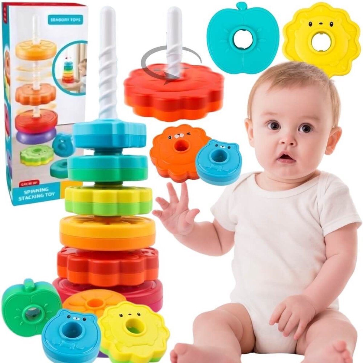 Woopie Baby Educatieve Piramide Gedraaide Dierentoren - UNI