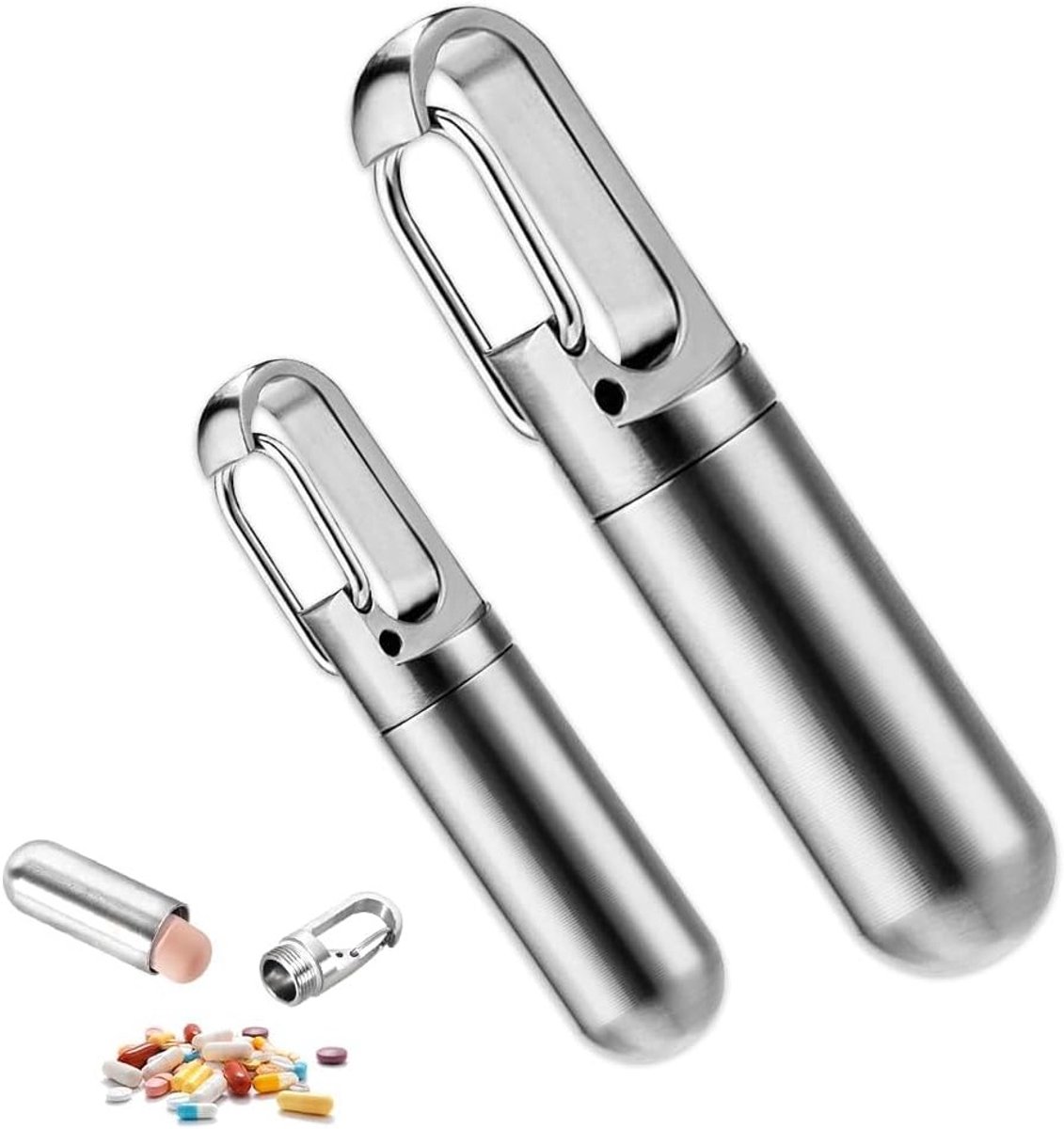 Pillendoos voor onderweg, waterdichte tablettenbox in aluminium, ideaal voor kamperen, wandelen en klimmen (set van 2)