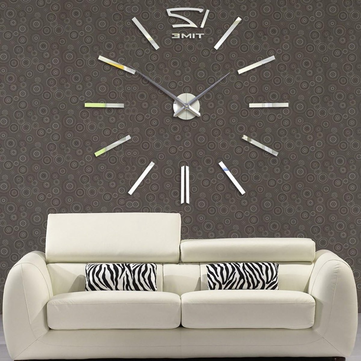 Moderne Grote Wandklok met 3D Spiegels Effect - Decoratieve Acryl Klok voor Thuis en Kantoor, Afneembaar Ontwerp zonder Batterij