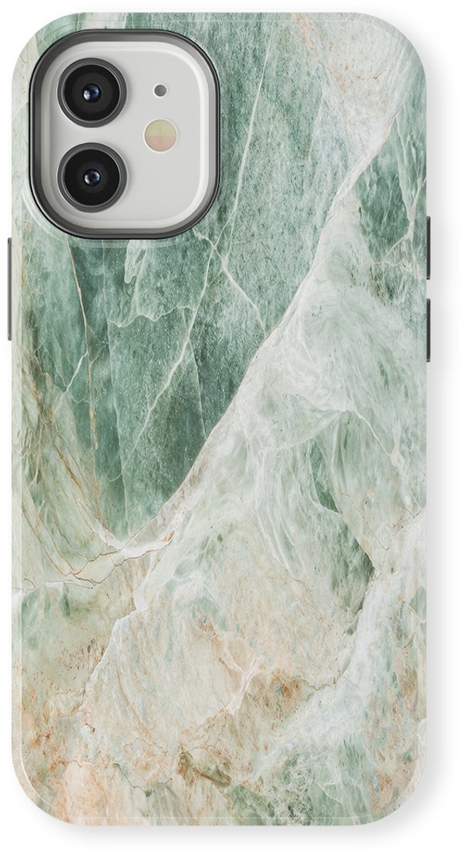 DripCase Hoesje geschikt voor iPhone 12 Mini Marmer | Marble Moods | Magnetisch Opladen | 2-in-1 Ontwerp | Luxe Marmeren Case geschikt voor iPhone 12 Mini Seafoam Marble