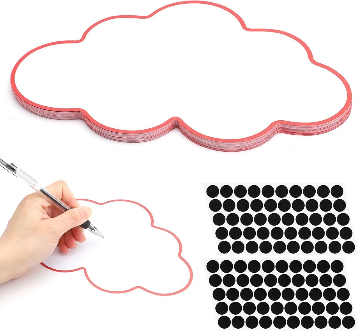 Clouds Moderation Cards - 50 Stuks Flip Chart Papier met Hechttape, Ideaal voor Presentaties, Professionele Gebruik en Kantoor, Formaat 23 x 14 cm