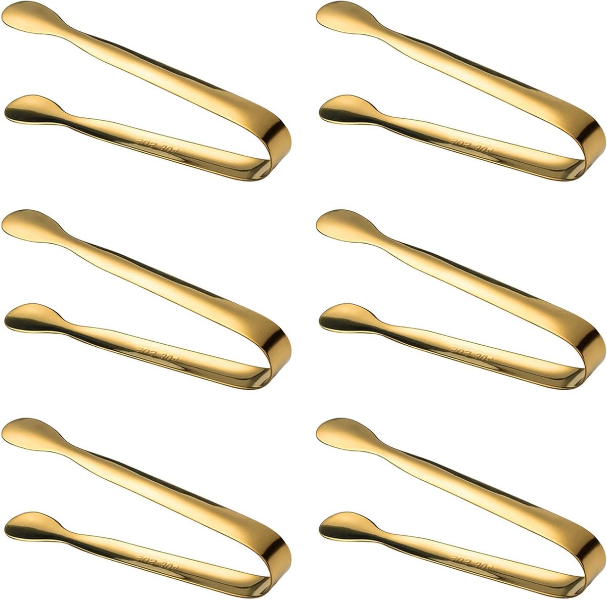 Roestvrijstalen suikertangen - multifunctioneel - 6 stuks - goud