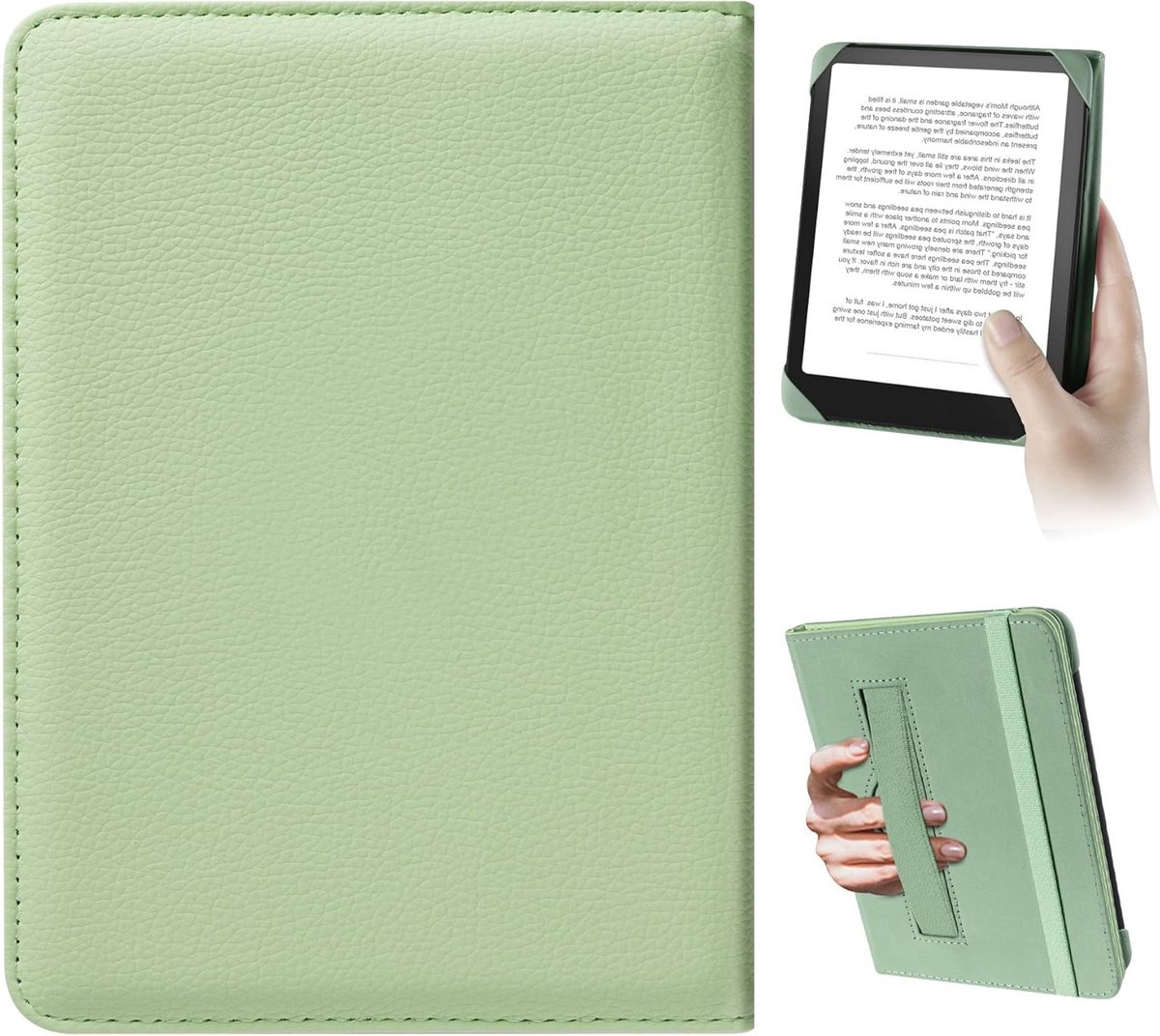 Universele E-Book Reader Hoes voor 6 Inch Pocketbook, Tolino en Sony - Beschermende Cover met Elastische Band en Witte Bloemen, Geschikt voor Kindle Paperwhite en Kobo Clara HD – foto 7