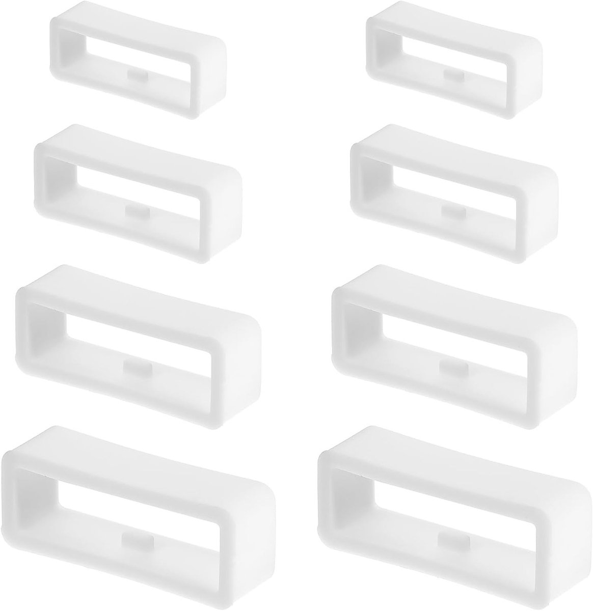 Set van 8 Siliconen Horlogebandjes in Wit, Bescherming voor 18mm-20mm-22mm-24mm Horloges, Comfortabele en Duurzame Armbanden