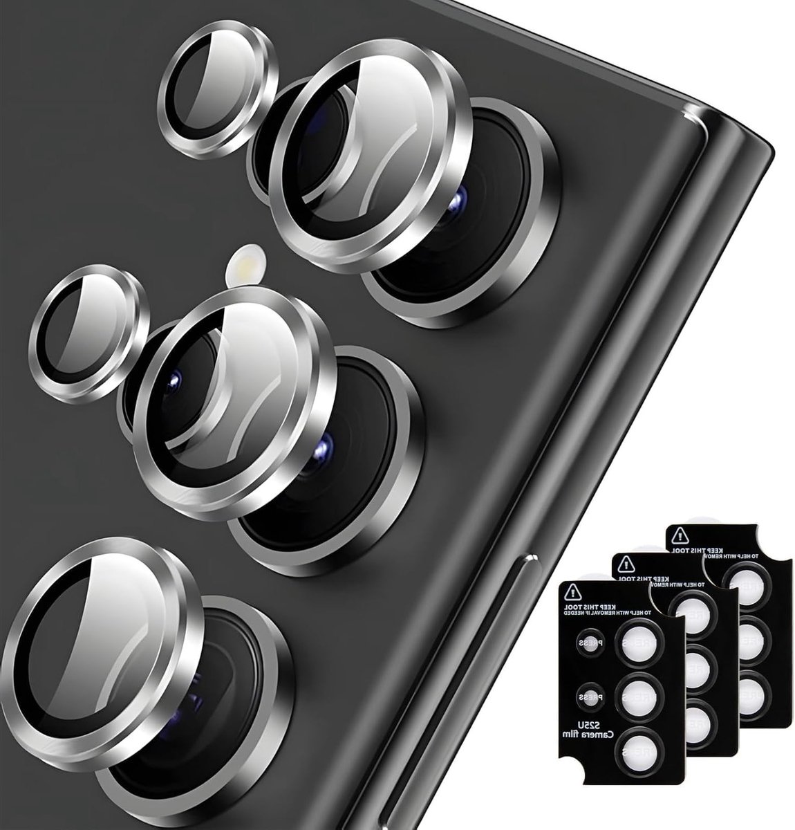 Camera Bescherming voor Galaxy S25 Ultra - 9H Hardheid, Krasbestendig, Bubble-Free, HD Gehard Glas, Aluminium Frame, Nachtfotografie Vriendelijk, Compatibel met 99% Hoesjes, Schokbestendig en Duurzaam