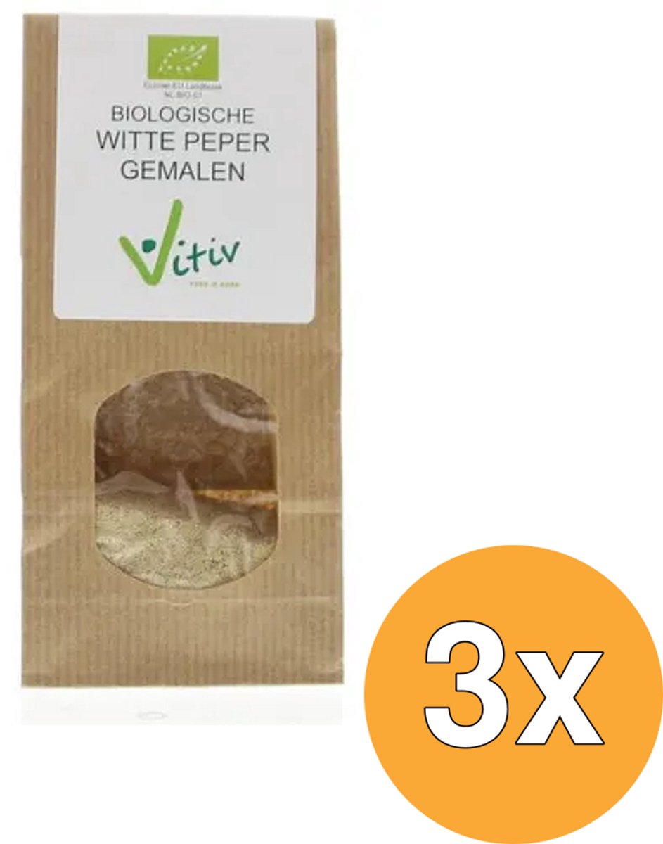 3x Vitiv Peper Gemalen Wit Bio (1000 gr)
