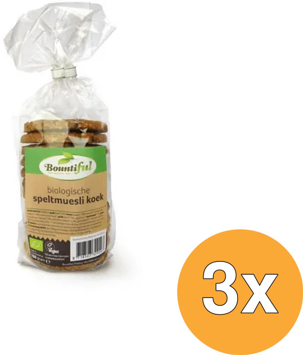 3x Bountiful Spelt mueslikoeken bio (250 gr)