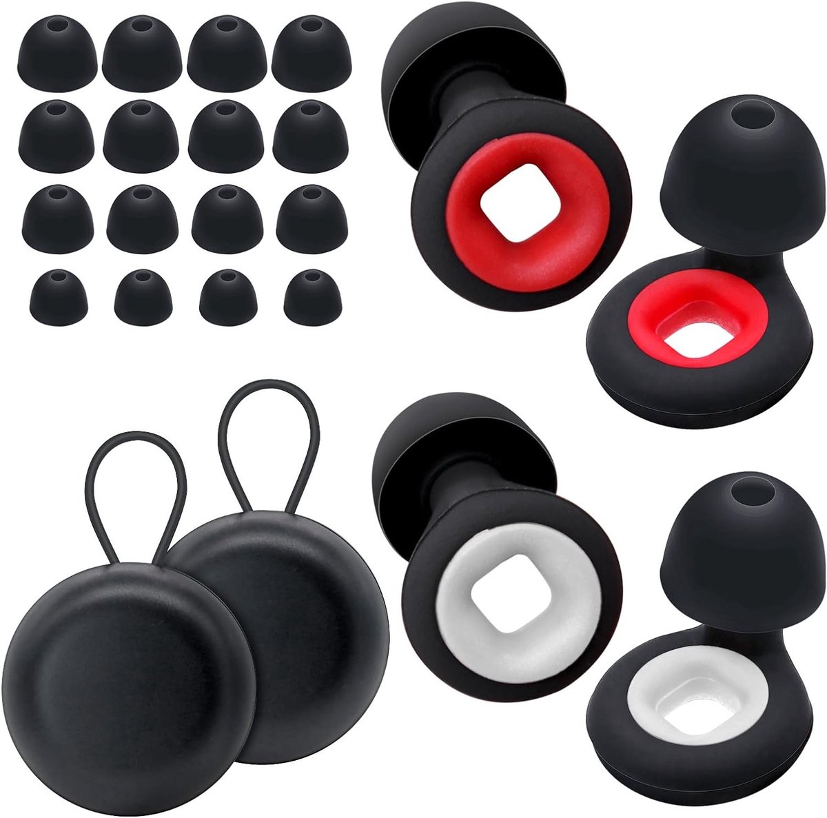 Hoorbescherming Oordoppen voor Motorrijden en Festivals, Geluidsdempende Oordoppen voor Slaap en Snurken, Silicone, 25-28dB, 4 Maten XS/S/M/L
