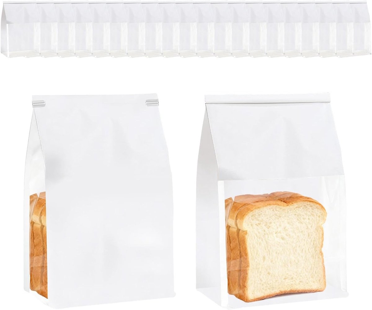 Set van 20 kraft papieren zakken met venster, ideaal voor brood, koekjes en toast, eenvoudig en duurzaam