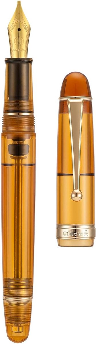 Vacuüm vulpen 1.1mm - transparant bruin acryl - stub nib - ideaal voor kalligrafie - ShopVlot