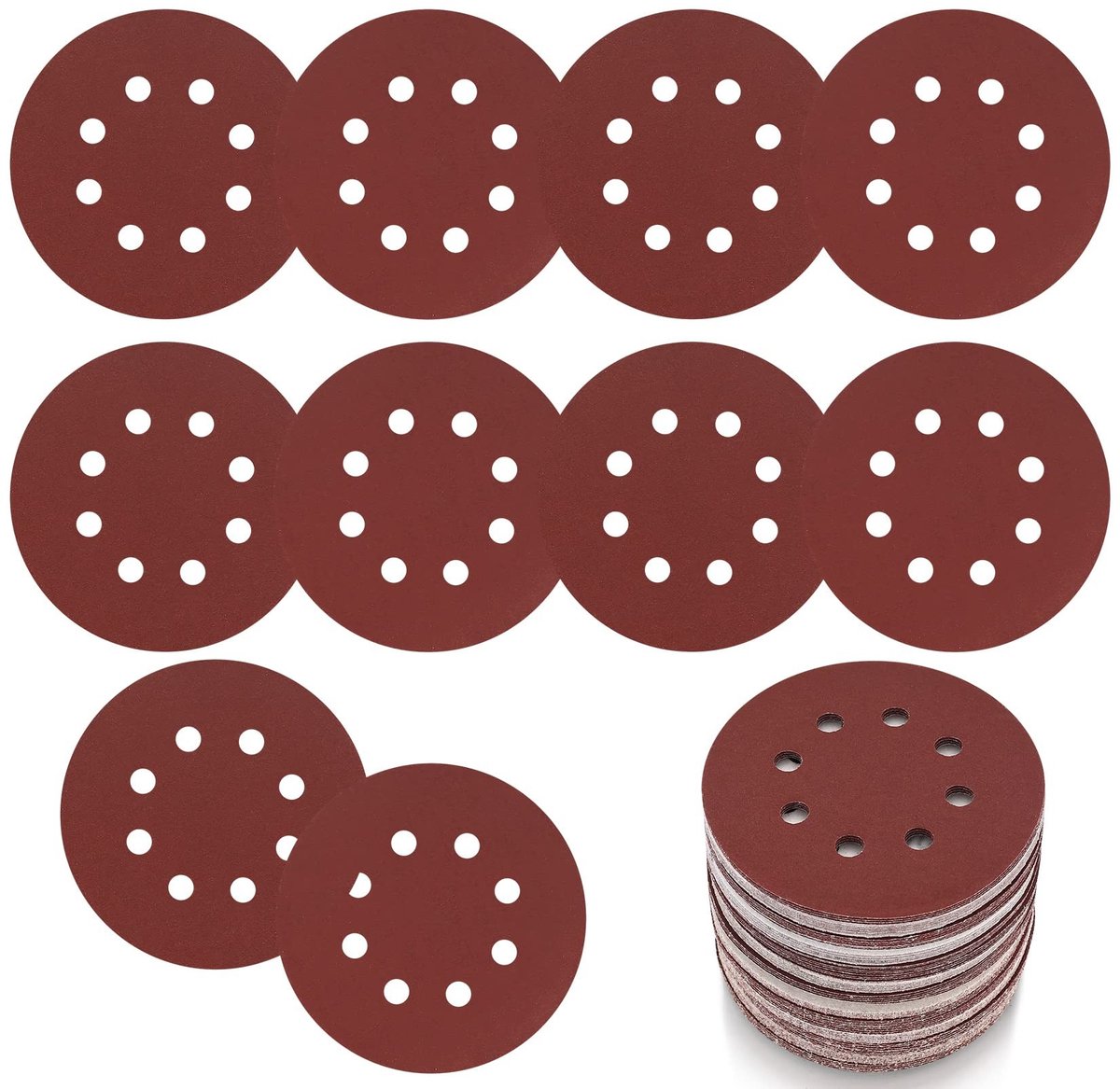 Winkel1 - Sandpapier - Eccentrisch schuren - 125 mm - Grit 40 - Voor hout en metaal - 15 stuks - Ronde schuurdiscs