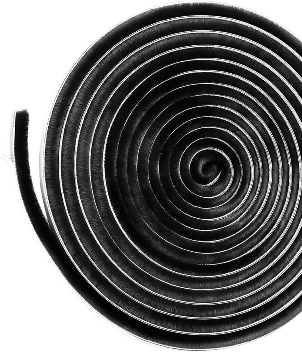 Draai- en tochtstrip voor deuren en ramen, 5 m x 9 mm, zelfklevend, zwart, isolatie en energiebesparing