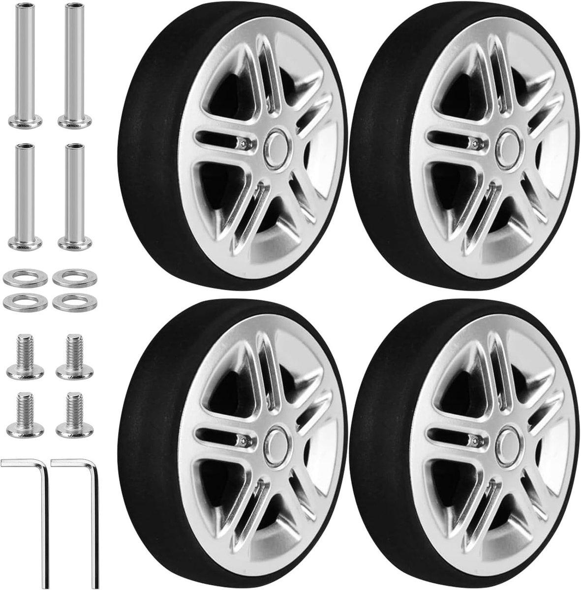 Set van 4 Vervangwielen voor Koffers - Universele Slijtvast Rubber Wielen voor Trolley en Bagage - 50 x 11 mm Vervangende Wielen voor Koffers