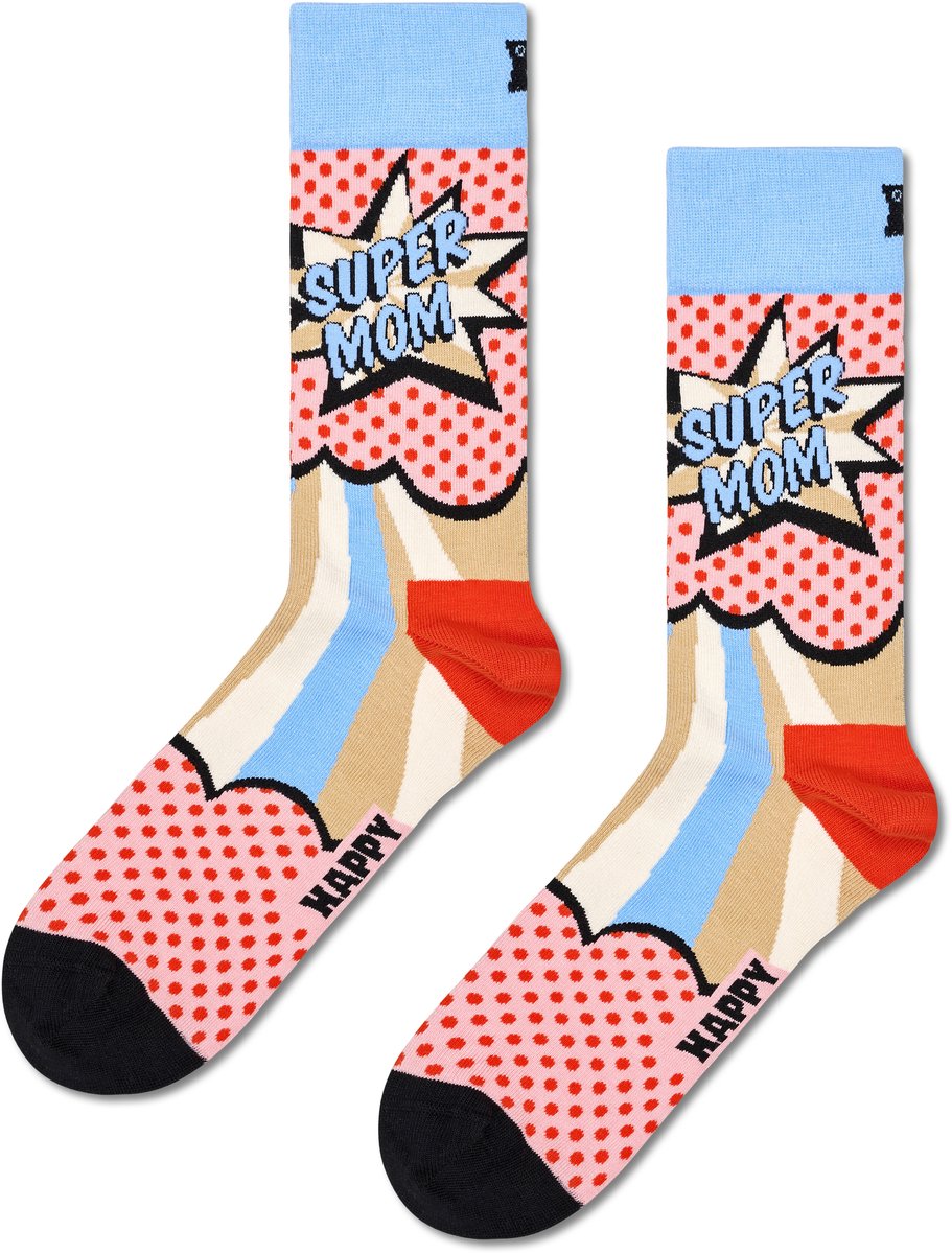 Happy Socks Super Mom Sock - unisex sokken - lichtroze - Unisex - Maat: 36 - 40