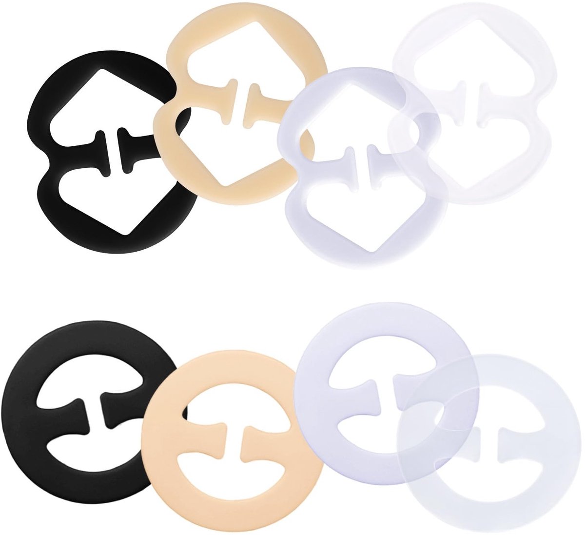 Allecto - BH Band Clips - 8 Stuks - Voor Racerback Stijl - Dames - Voorzien van 4 Kleuren - Geschikt voor Damesmode - Kleurvariaties