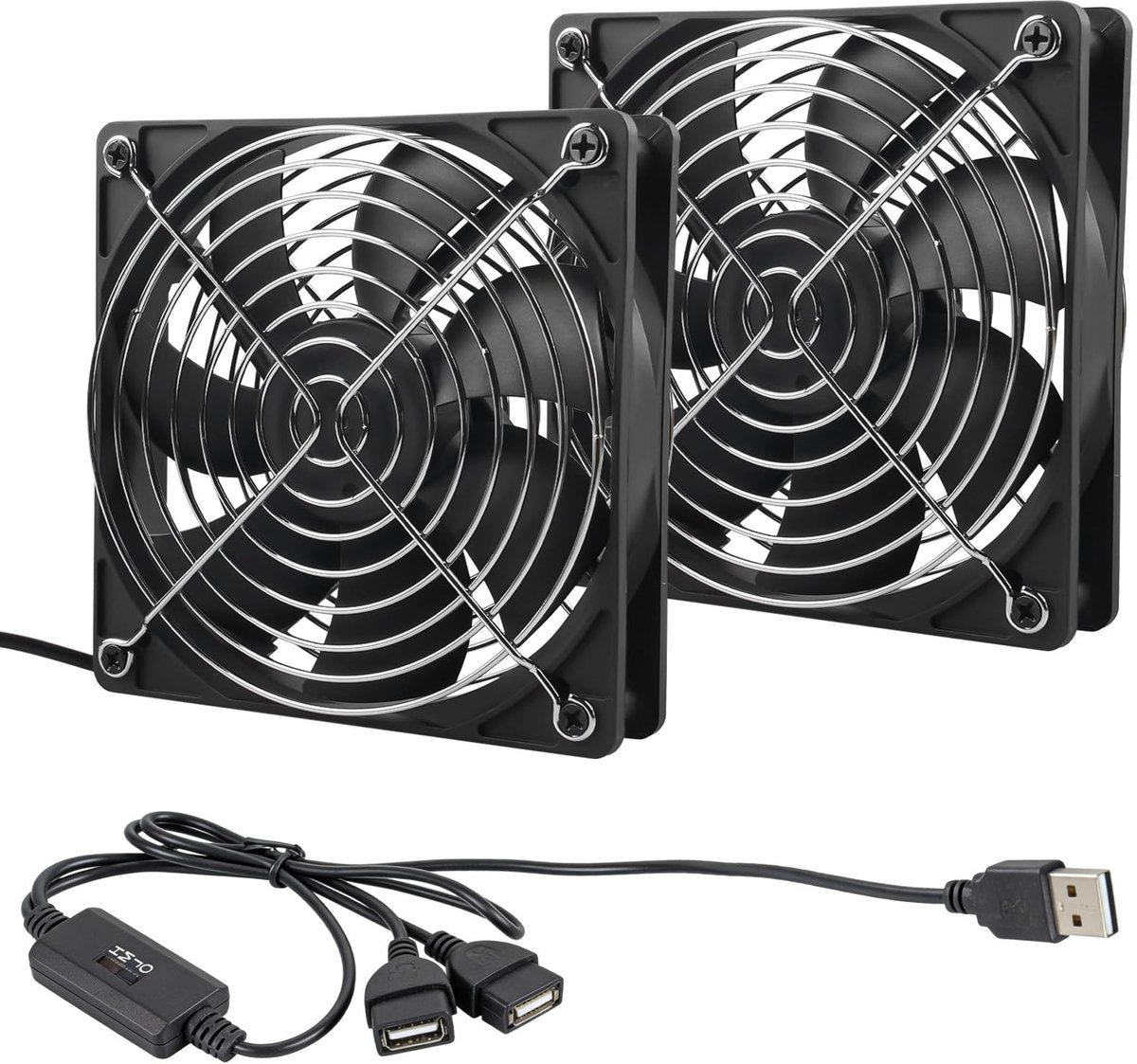 Allecto - USB Case Fan - Multi-Snelheid Koelventilator - 120mm - Metalen Grill - Efficiënte koeling - Geluidsarm - Computeraccessoire