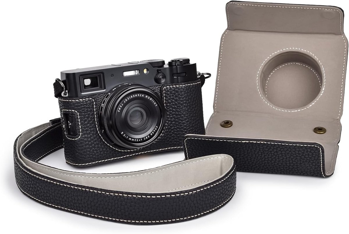 Stijlvolle camera tas met verstelbare schouderriem voor Fujifilm X100VI, PU leren bescherming en draagbaarheid