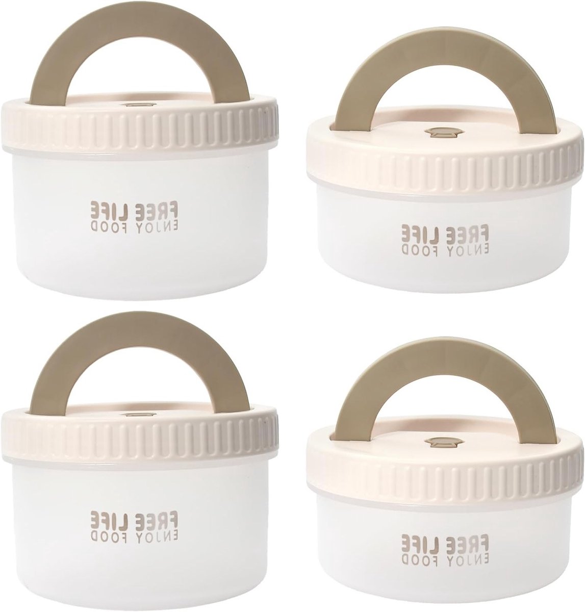 Opslagcontainers met deksel, 500 ml en 680 ml, plastic vriezerdozen, lunchboxen voor voedselbewaring, wit