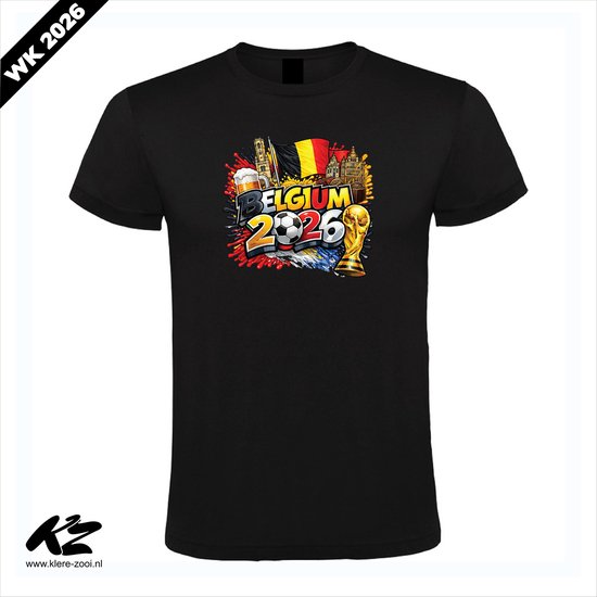 Coupe du Monde 2026 - Belgique - T-shirt unisexe - XL - Noir