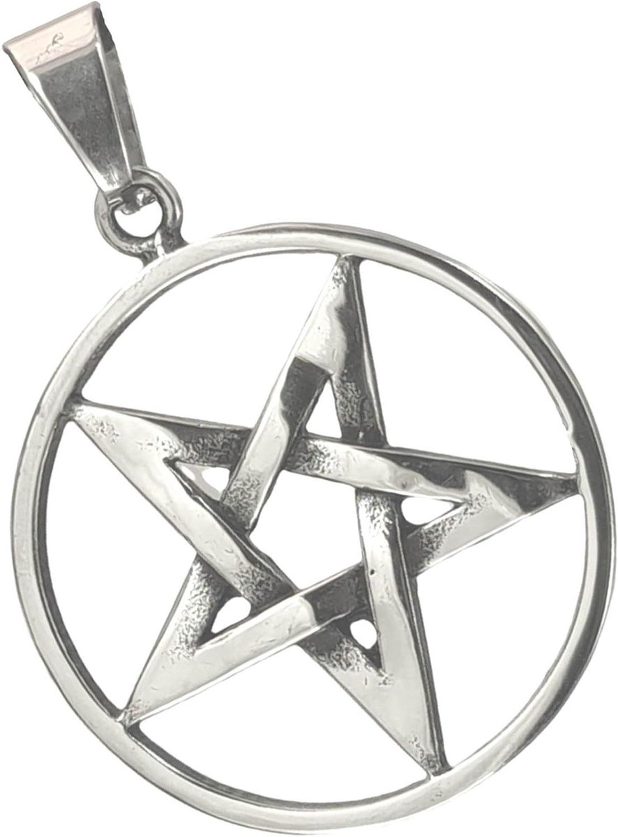 Pentagram Hanger - Magisch symbool - Individuele stijl - Roestvrij staal - 45 mm hoog - Zilverkleurig