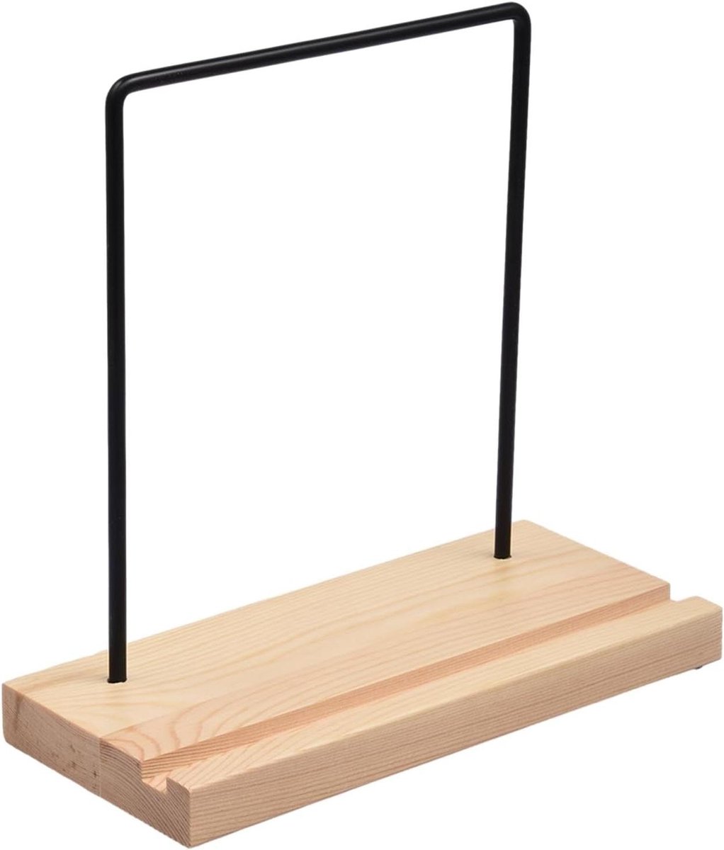 Platenhouder - Albumhouder Standaard - Collectie Tonen - Uniek Hout Metaal Ontwerp - 20 x 9 x 20 cm - Houtkleur