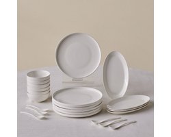 Karaca Forever Fika - New Bone Ontbijtset 22-delig - 6 Personen - Borden, Jampotten, Lepels en Schalen