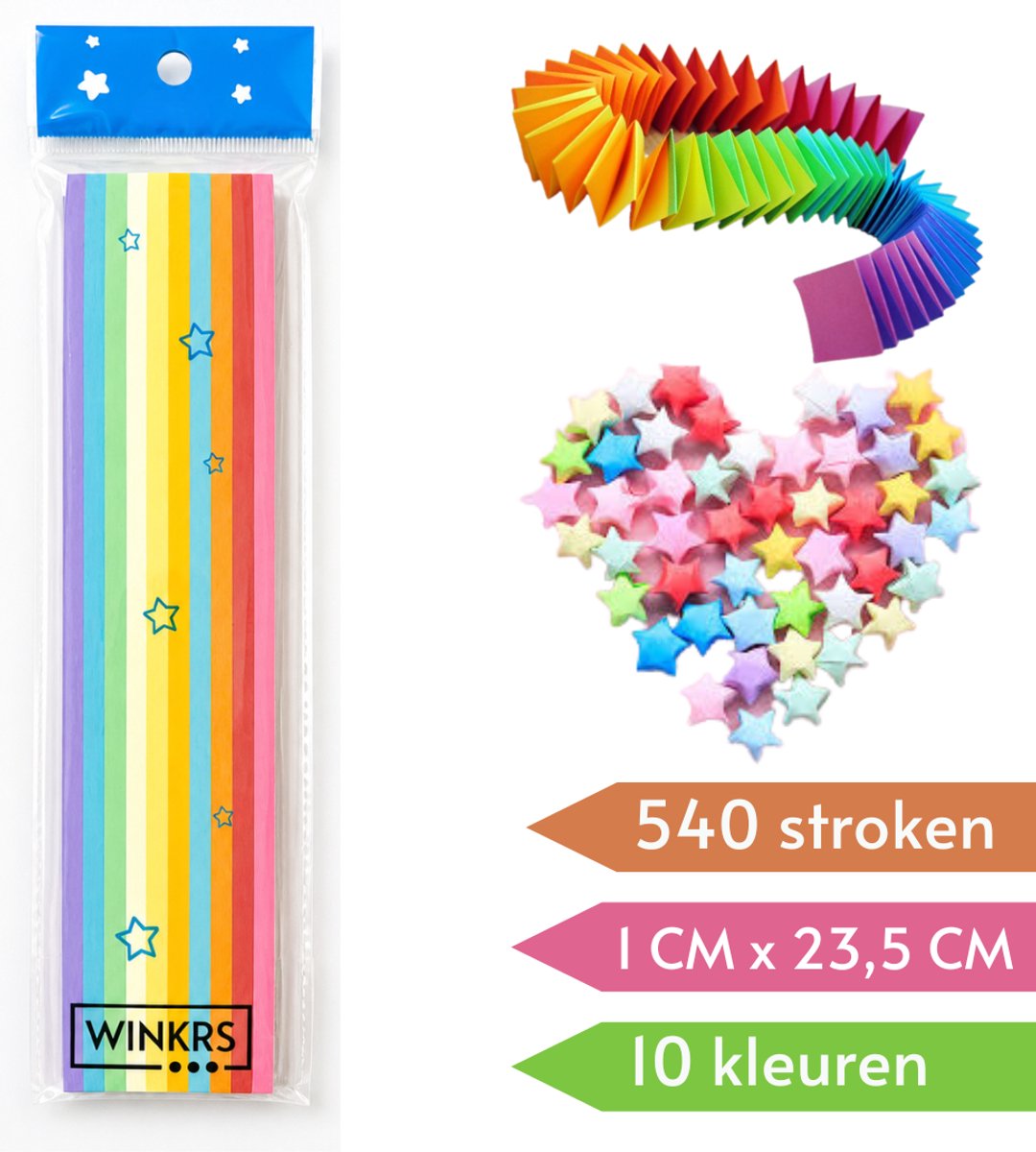 Pastel gekleurde papierstroken 1CM x 23,5CM - Origami papier voor oa Geluk Sterren vouwen - Vouwstrips in 10 kleuren — afbeelding 5