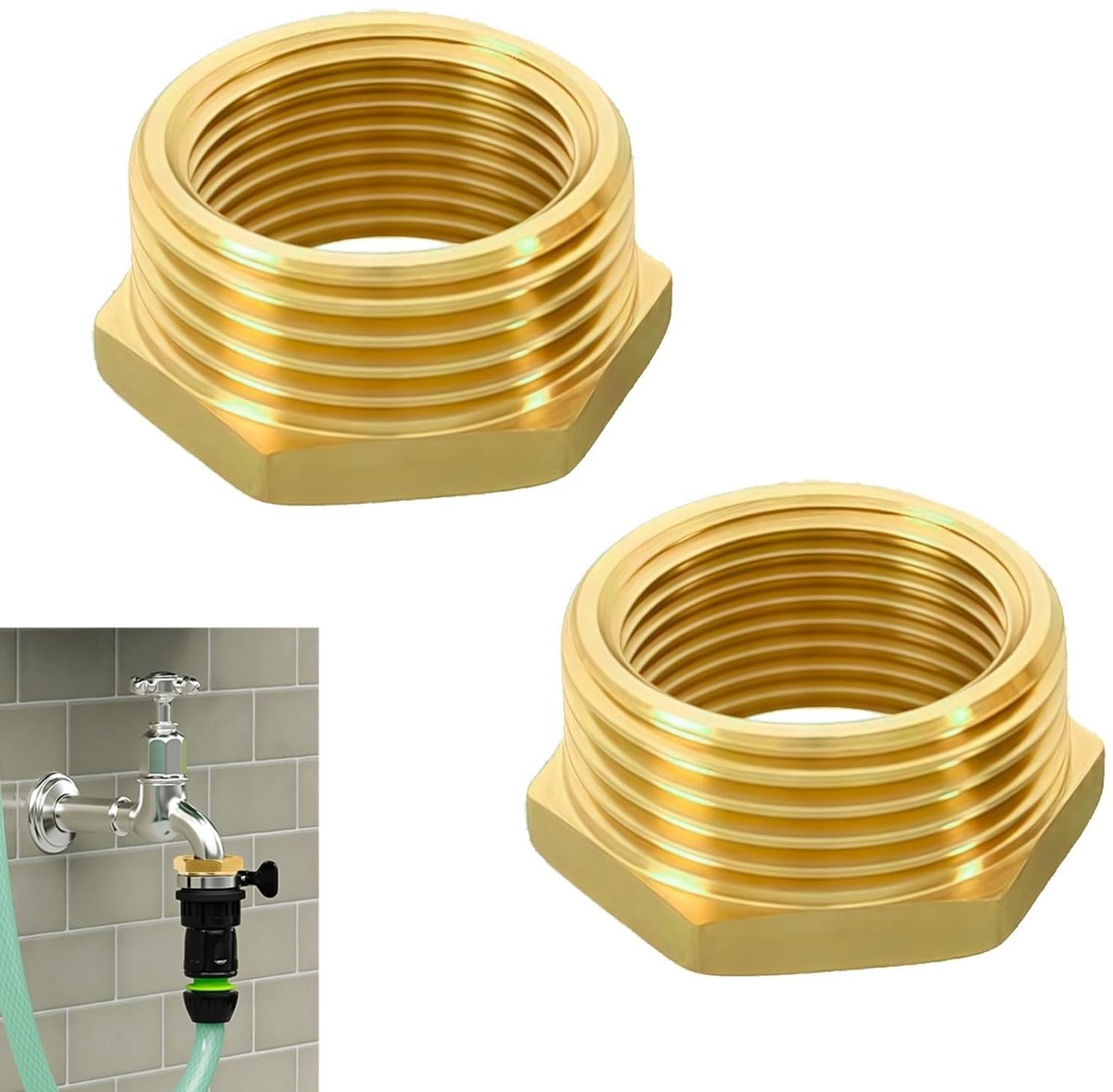 Allecto - Koppeling - 2-Pack - Duurzaam en corrosiebestendig - 3/4 inch naar 1/2 inch - Voor water en gas - Perfect voor tuin en installatie