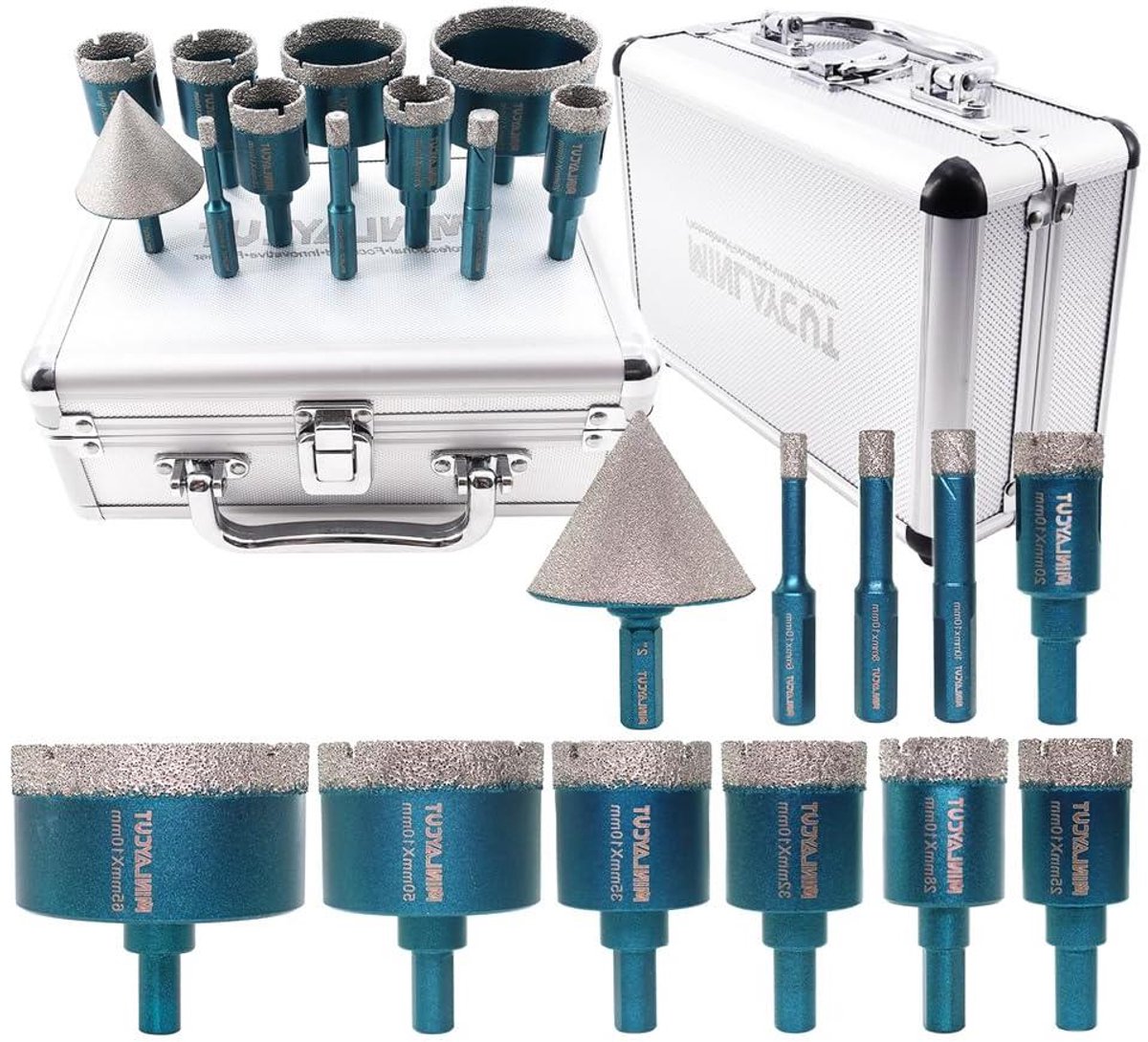Diamantboorset - Gat Zaag Kit - Tegels Boren - Vacuüm Gesoldeerd - 11 stuks - Zilver
